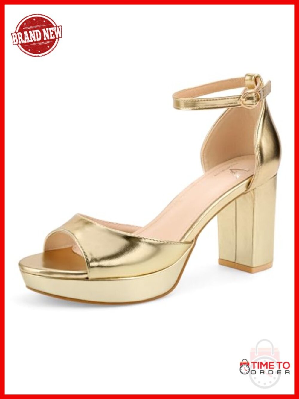 Chunky Platform Heeled Sandals Ankle Strap Open Toe Block Heel Dress Pumps
